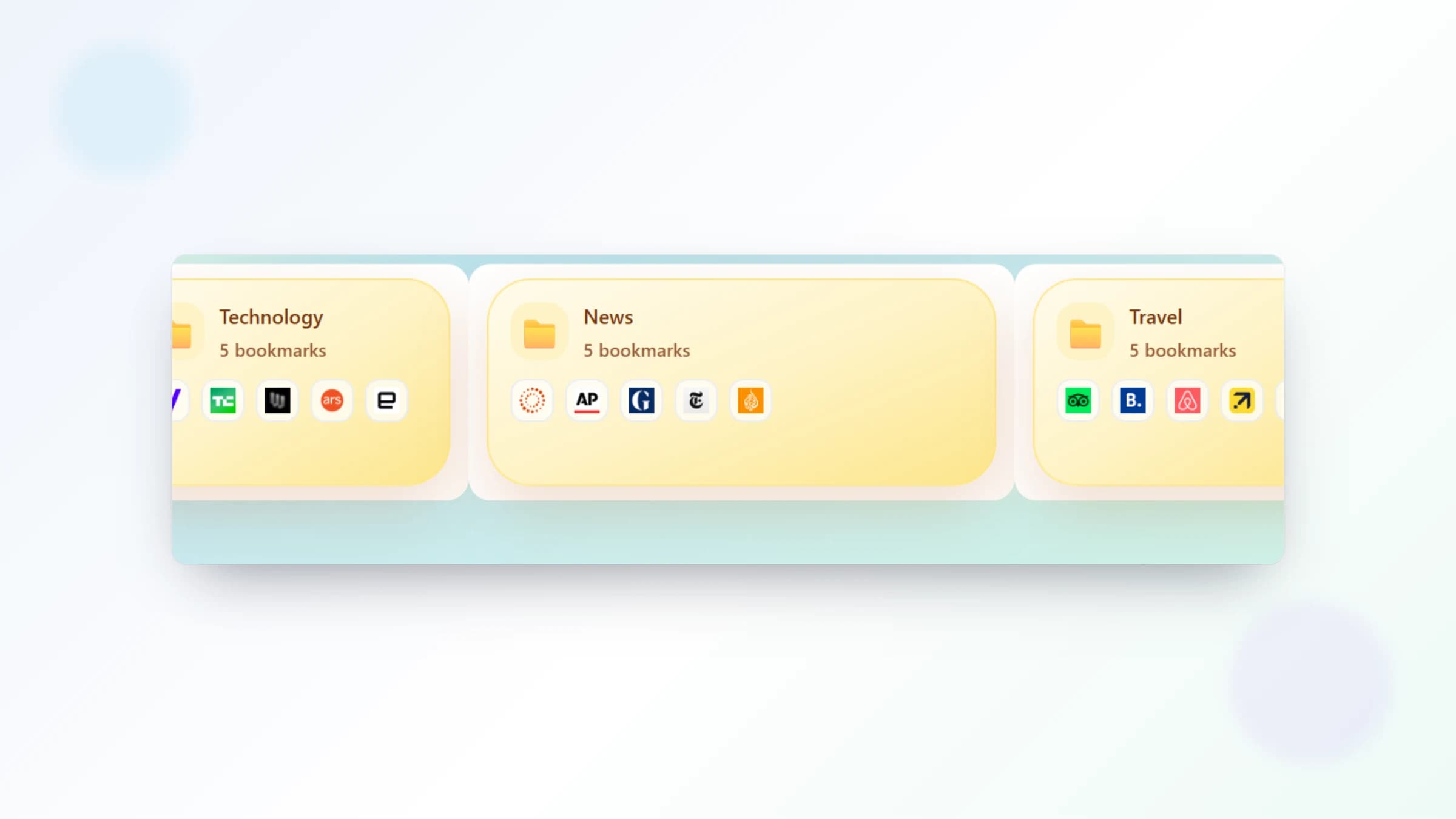 Real Nesktop folders grouping bookmarks on the canvas