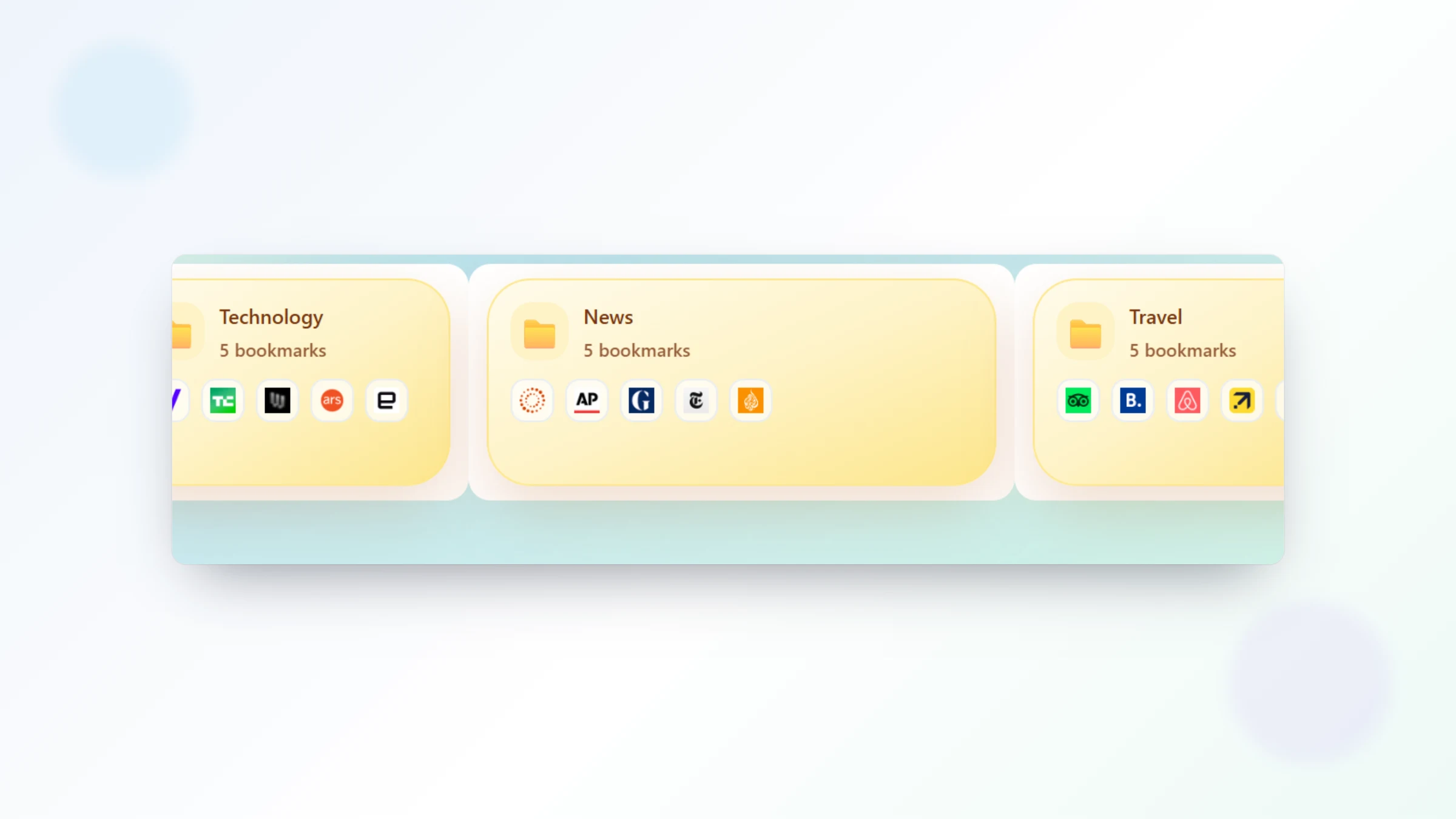 Real Nesktop folders grouping bookmarks on the canvas