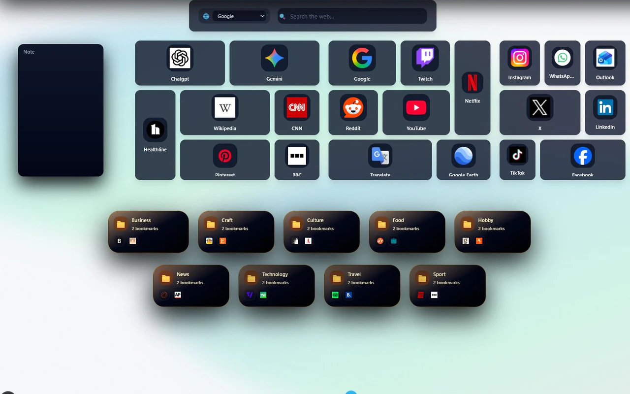 Dense Nesktop Pro guest canvas in dark mode with a full set of daily tools
