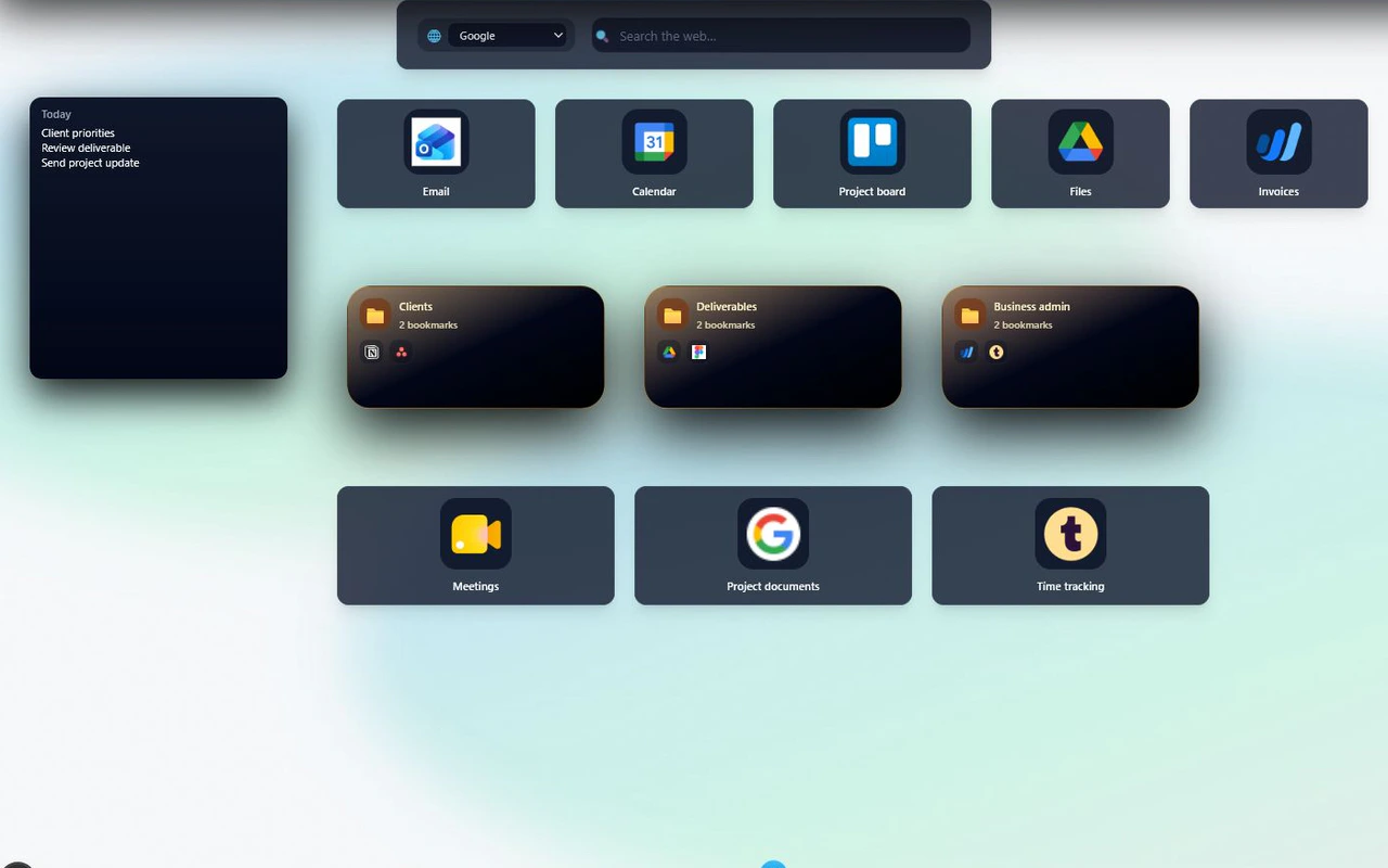 Nesktop Project and Freelance guest canvas in dark mode with client and delivery tools