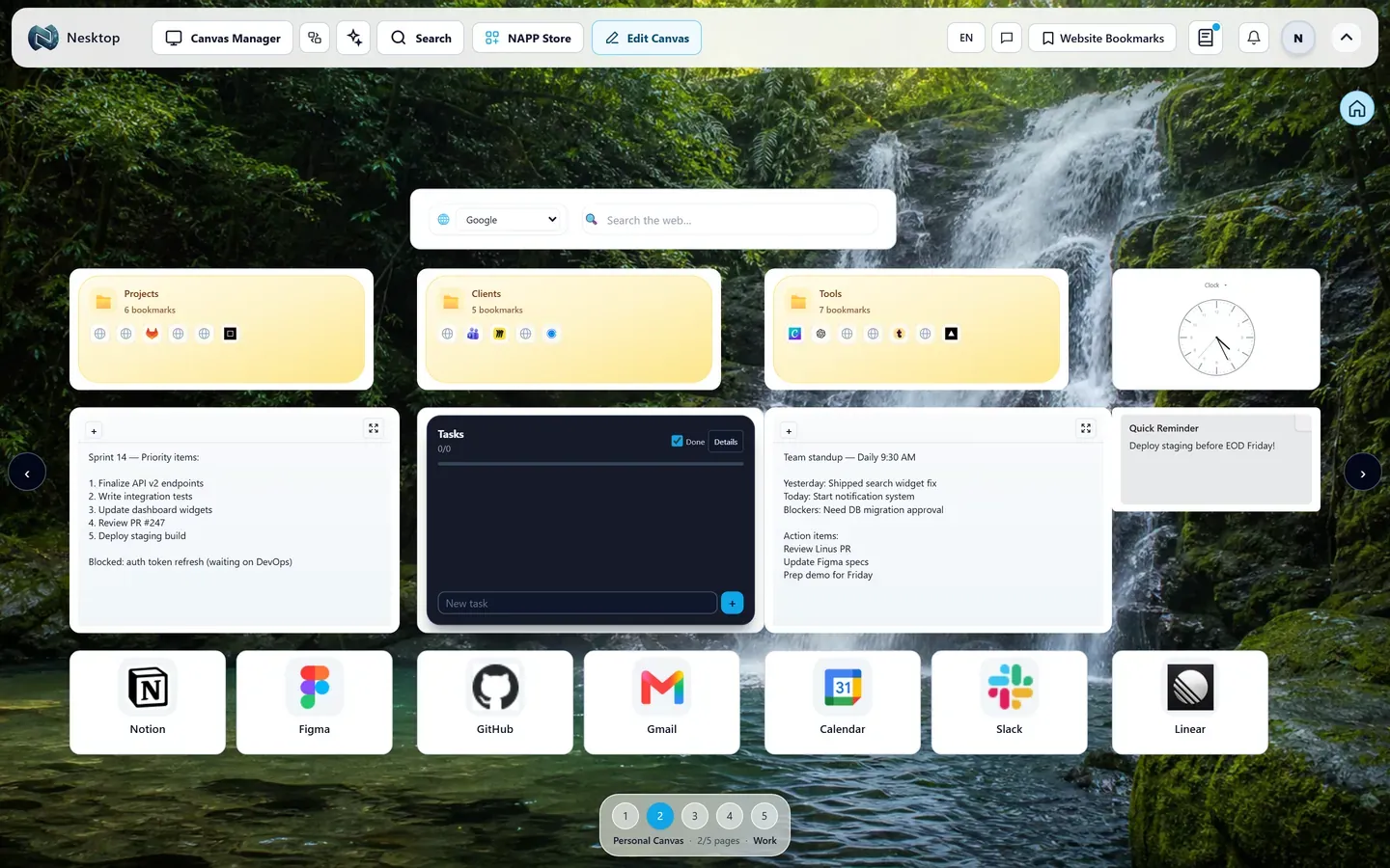 NESKTOP browser extension interface with sanitized demonstration data